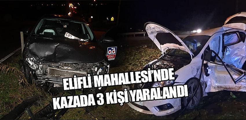 Bafra'da iki otomobil çarpıştı 3 kişi yaralandı