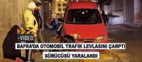 Bafra'da otomobil trafik levhasına çarptı, sürücüsü yaralandı