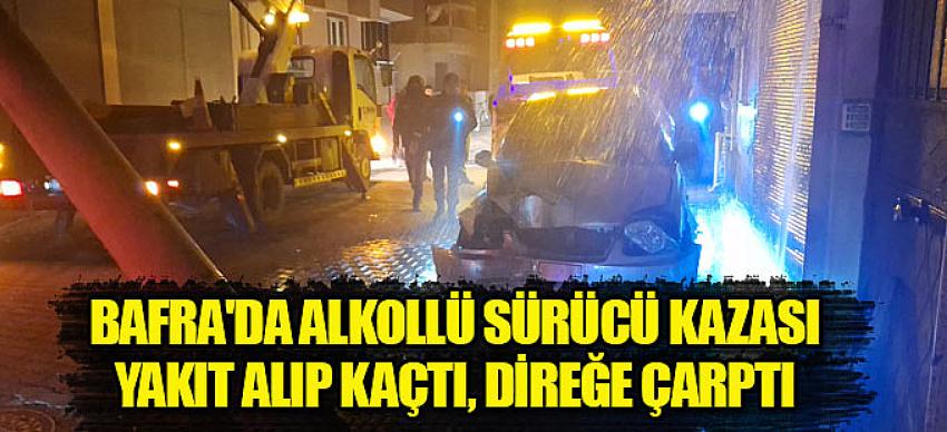 Bafra'da Alkollü Sürücü Elektrik Direğini Devirdi