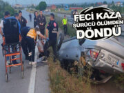 Bafra’da otomobil devrildi, sürücüsü yaralandı