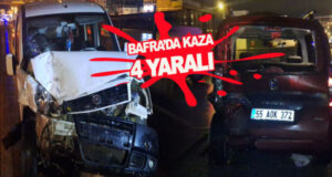 Bafra'da iki araç çarpıştı 4 kişi hastaneye kaldırıld