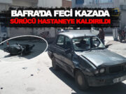 Bafra’da otomobille çarpışan sürücü yaralandı