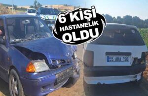 Bafra’da iki Araç Çarpıştı, İnek Kayboldu, 6 Kişi Yaralandı