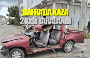 Bafra’da pikapla kamyon çarpıştı 2 kişi yaralandı