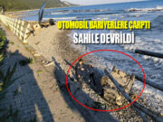 Yakakent’te bariyerlere çarpan sürücü sahile devrildi