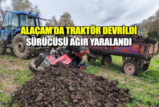 Alaçam’da korkunç kaza, sürücü ağır yaralandı
