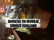Bafra’da Tır Bariyerlere Çarparak devrildi