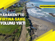 Yakakent’te Fırtına Sahil Yolunu Yıktı