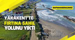 Yakakent’te Fırtına Sahil Yolunu Yıktı