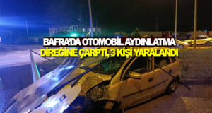 Bafra’da Otomobil Aydınlatma Direğine çarptı, 3 Yaralı
