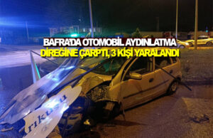 Bafra’da Otomobil Aydınlatma Direğine çarptı, 3 Yaralı