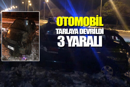 Bafra’da otomobil tarlaya uçtu 3 yaralı