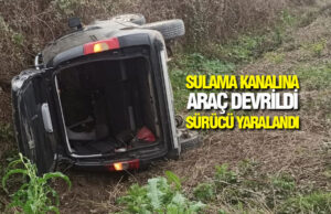 Bafra’da Sulama Kanalına Devrilen Aracın Sürücüsü Yaralandı
