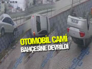 Bafra’da otomobil cami bahçesine devrildi