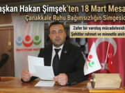 Başkan Şimşek’ten 111. Yıl Dönümünde Çanakkale Mesajı