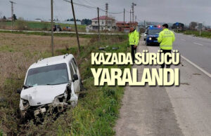 Bafra’da Şarampole Devrilen Aracın Sürücüsü Yaralandı