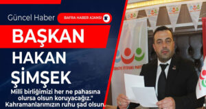 Başkan Şimşek’ten Milli Birlik Vurgusu
