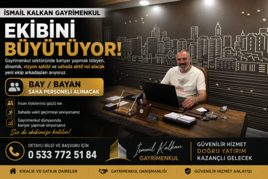 Gayrimenkul Danışmanlığı Bay ve Bayan Saha Personeli Alacak