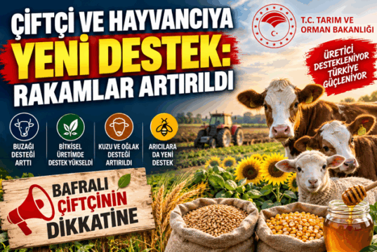 BAFRALI ÇİFTÇİ VE HAYVANCIYA DESTEKLER ARTIRILDI